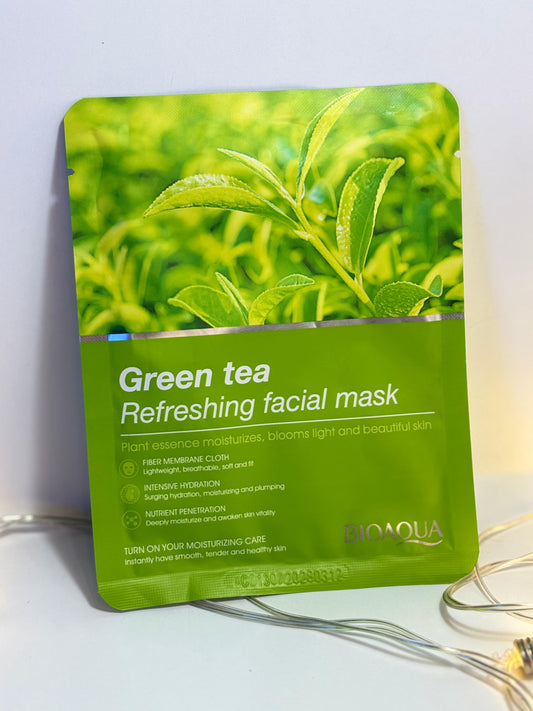 Bioaqua green tea facial mask – oil control, acne care, soothing and calming sheet mask for glowing skin – best quality deal