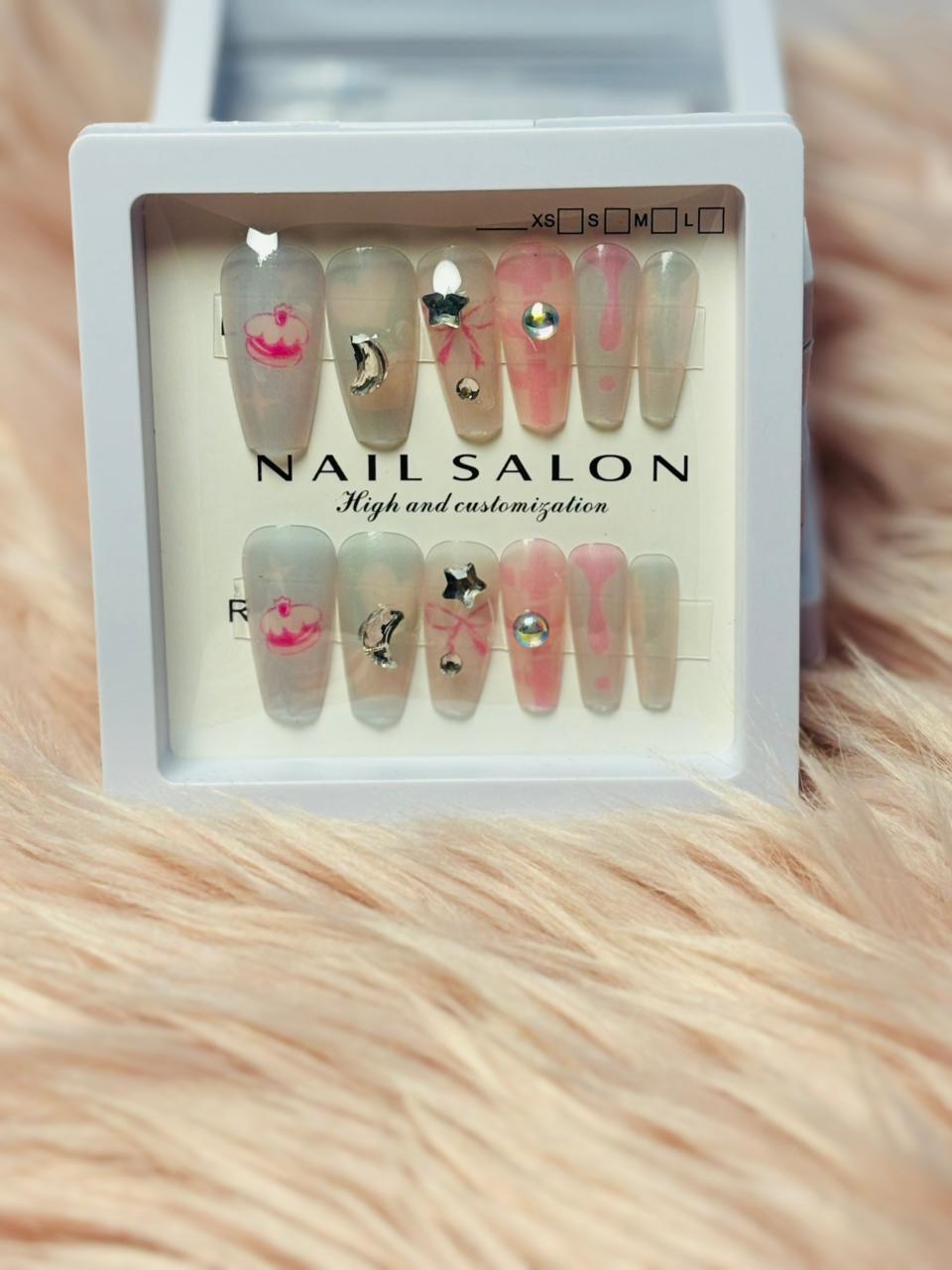 Multiple beaded press-on nail sets in assorted styles and colors, value multipack by Amora Mega Store.
