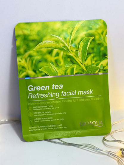 Bioaqua green tea facial mask – oil control, acne care, soothing and calming sheet mask for glowing skin – best quality deal





