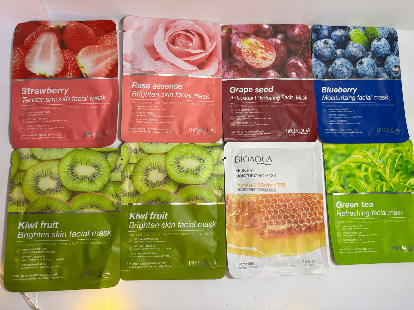 Ownself BioAqua Moisturizing Facial Mask Blueberry single pack front view

Ownself BioAqua Moisturizing Facial Mask Strawberry pack close-up

Ownself BioAqua Green Tea Facial Mask single sheet photo

Ownself BioAqua Cherry Essence Moisturizing Mask packaging

Ownself BioAqua Rose Essence Facial Mask single pack flat lay

BioAqua sheet mask single pack usage demo on face

BioAqua moisturizing mask with natural extracts lifestyle photo