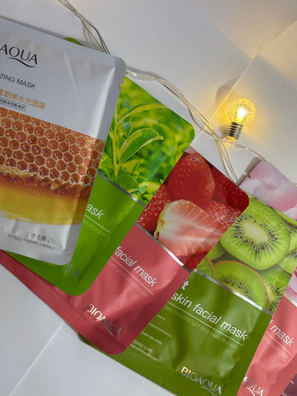 Ownself BioAqua Moisturizing Facial Mask Blueberry single pack front view

Ownself BioAqua Moisturizing Facial Mask Strawberry pack close-up

Ownself BioAqua Green Tea Facial Mask single sheet photo

Ownself BioAqua Cherry Essence Moisturizing Mask packaging

Ownself BioAqua Rose Essence Facial Mask single pack flat lay

BioAqua sheet mask single pack usage demo on face

BioAqua moisturizing mask with natural extracts lifestyle photo