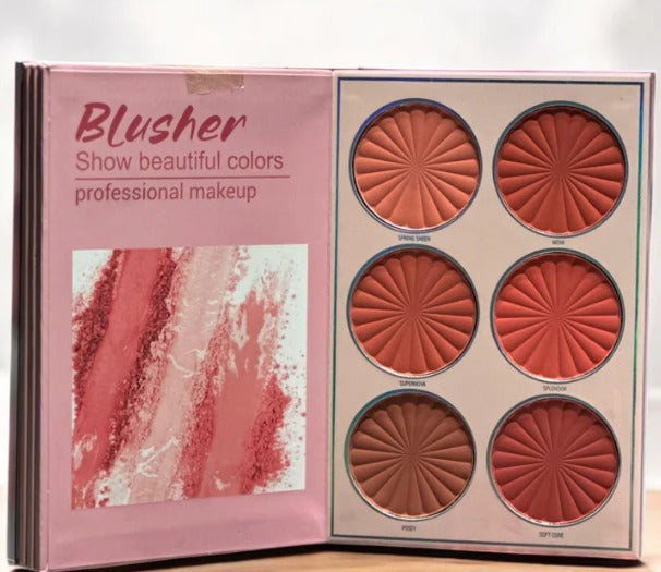 Mocallure 5 in 1 Palette blush section with rich pink and peach blush tones for natural glow