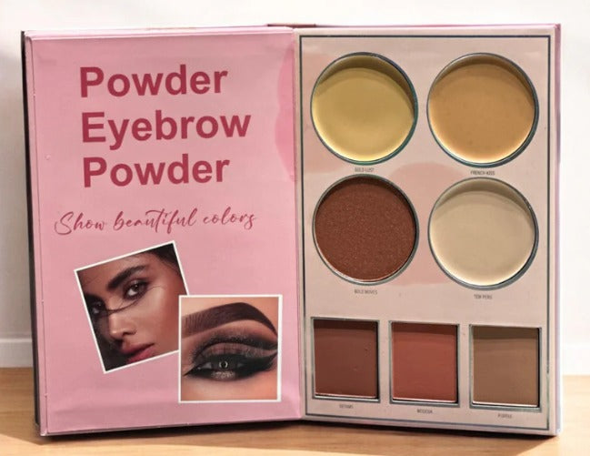 Mocallure 5 in 1 Palette eyebrow powder section with natural brown and beige tones for defined brows