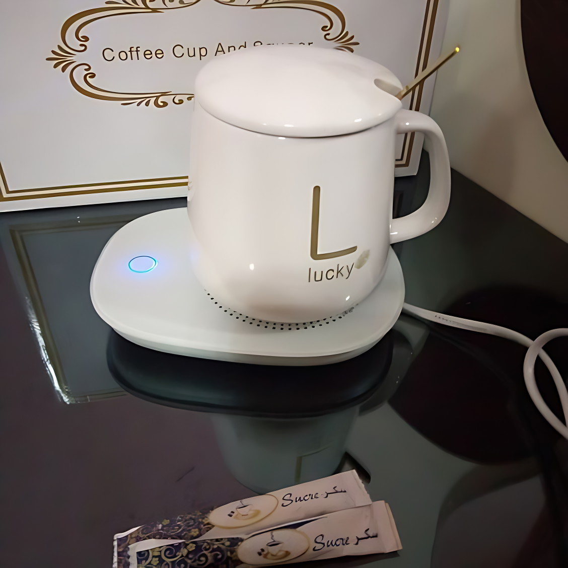55°C ceramic coffee mug warmer with automatic temperature control