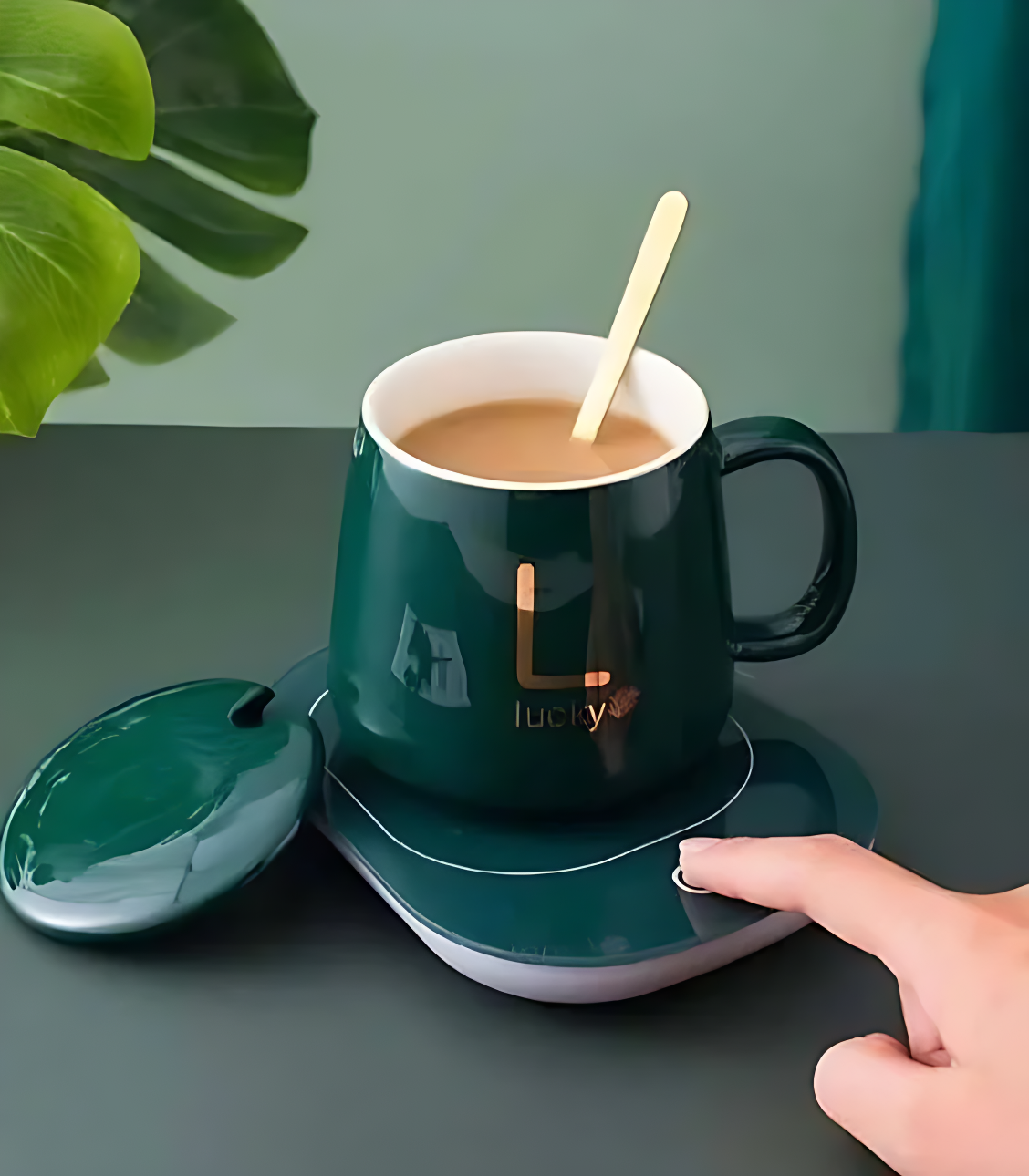 55°C ceramic coffee mug warmer with automatic temperature control
