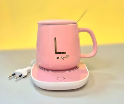 Electric coffee mug warmer keeps ceramic cup drinks hot at 55°C