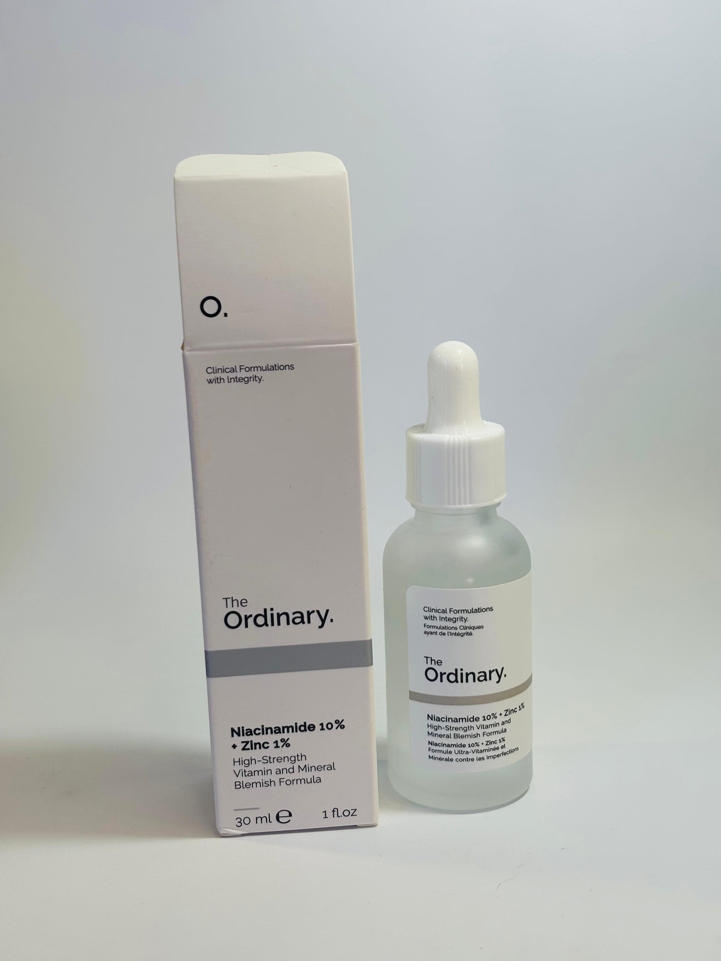 The Ordinary skincare serum bottle and packaging on a light gray  Amora Mega Store AHA 30% + BHA 2% Peeling Solution 30ml Bottlebackground