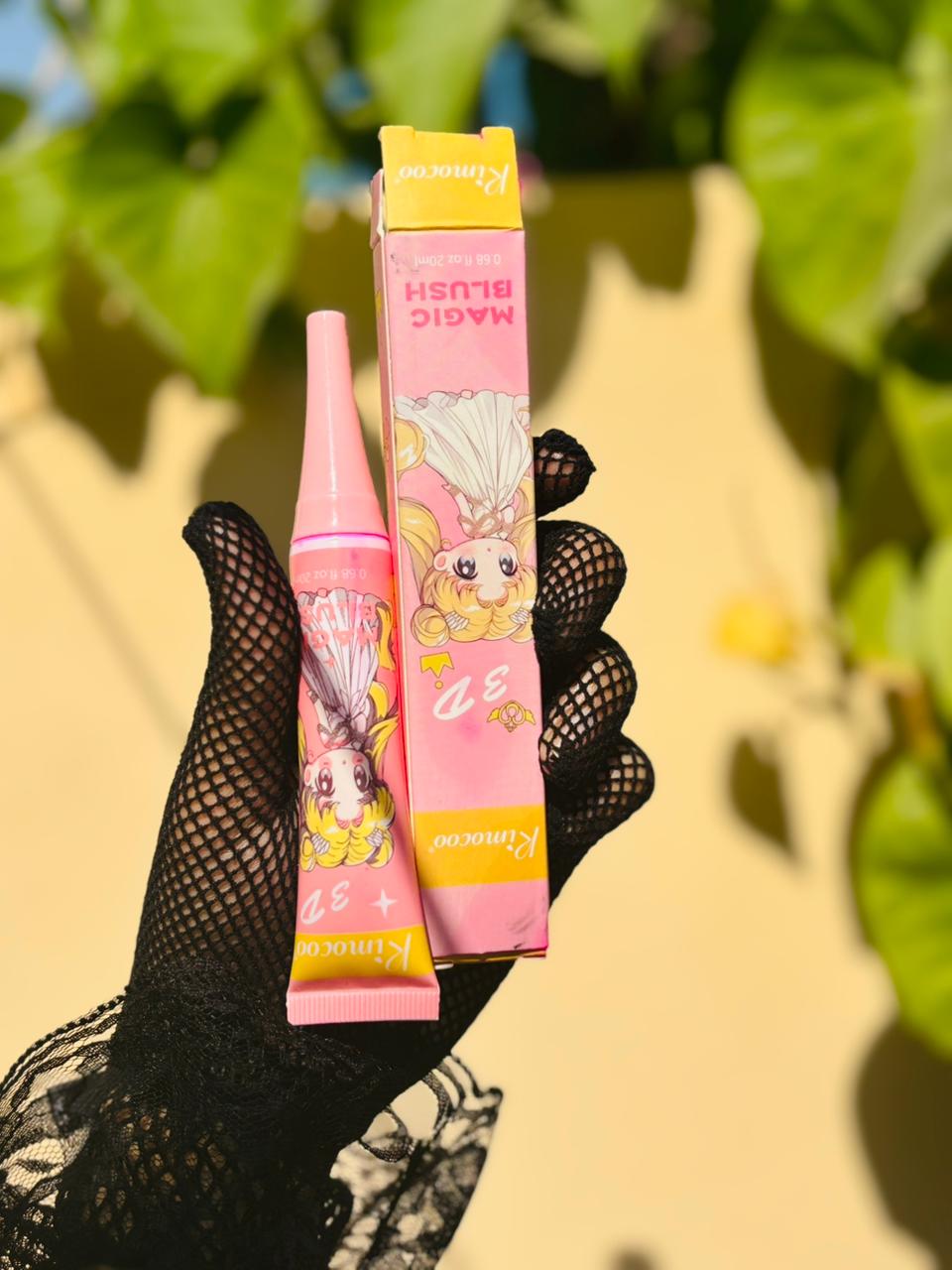 Kimoco 3D Magic Blush – creamy liquid blush in soft pink shade for a natural, long-lasting rosy glow”

