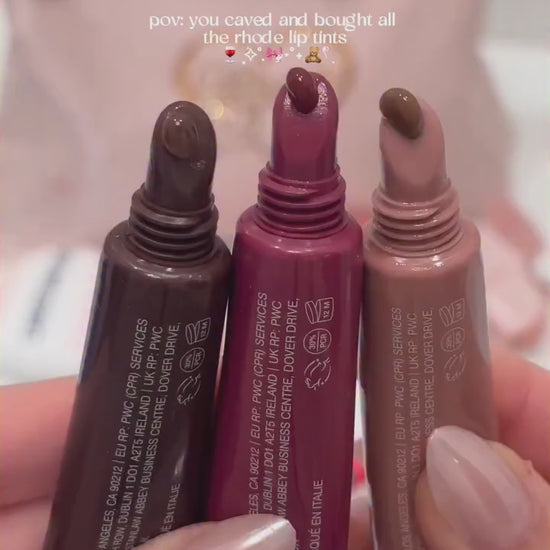 Rhode peptide lip tint nourishing hydrating colour balm video showing different shades